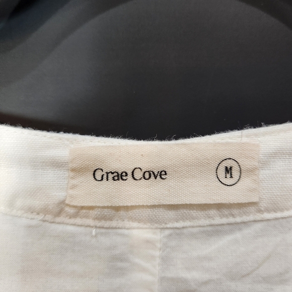 GRAE COVE WHITE LINEN TIERD DRESS SIZE MEDIUM - Picture 7 of 7